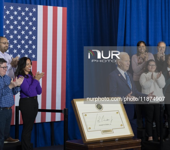 President Joe Biden signs a proclamation establishing a national monument to honor the first female Cabinet secretary, Frances Perkins, the...