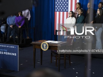 President Joe Biden signs a proclamation establishing a national monument to honor the first female Cabinet secretary, Frances Perkins, the...