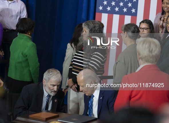 President Joe Biden signs a proclamation establishing a national monument to honor the first female Cabinet secretary, Frances Perkins, the...