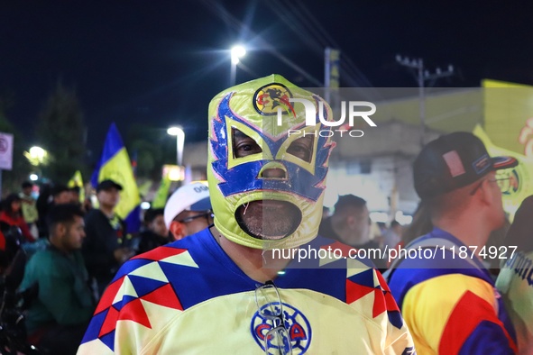 Hundreds of Club America fans attend the Coyote Monument in Ciudad Nezahualcoyotl to celebrate after Club America wins the first three-time...