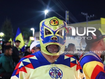 Hundreds of Club America fans attend the Coyote Monument in Ciudad Nezahualcoyotl to celebrate after Club America wins the first three-time...