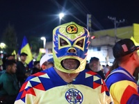 Hundreds of Club America fans attend the Coyote Monument in Ciudad Nezahualcoyotl to celebrate after Club America wins the first three-time...