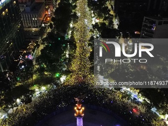 Hundreds of Club America fans attend the Angel de la Independencia Monument to celebrate after Club America wins the first three-time champi...