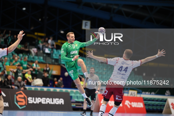 Bartosz Nastaj participates in a match of the Orlen Superliga between WKS Slask Wroclaw and Wybrzeze Gdansk in Wroclaw, Poland, on December...