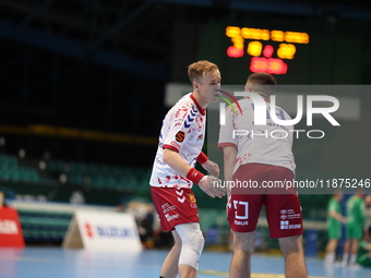 Patryk Niedzielenko participates in a match of the Orlen Superliga between WKS Slask Wroclaw and Wybrzeze Gdansk in Wroclaw, Poland, on Dece...