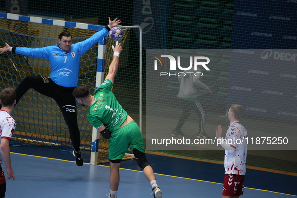 Hubert Kornecki participates in a match of the Orlen Superliga between WKS Slask Wroclaw and Wybrzeze Gdansk in Wroclaw, Poland, on December...