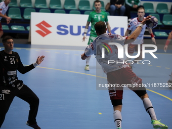 Mikolaj Czaplinski and Patryk Malecki play during a match of the Orlen Superliga between WKS Slask Wroclaw and Wybrzeze Gdansk in Wroclaw, P...