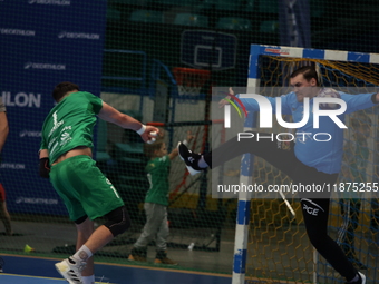 HUBERT KORNECKI and MATEUSZ ZEMBRZYCKI participate in a match of the Orlen Superliga between WKS Slask Wroclaw and Wybrzeze Gdansk in Wrocla...