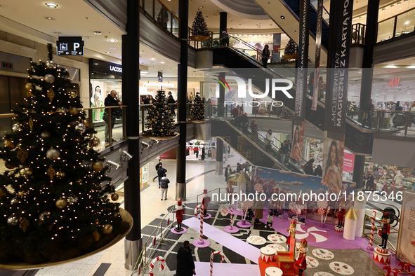 A view of the Galeria Krakowska shopping mall with Christmas decorations in Krakow, Poland on December 16, 2024. 