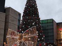 A view of the Christmas Tree in front of the Galeria Krakowska shopping mall in Krakow, Poland on December 16, 2024. (