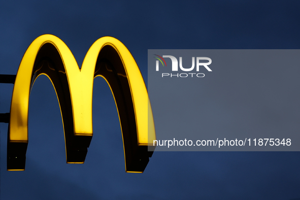 McDonald's logo is seen in Krakow, Poland on December 16, 2024. 