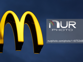 McDonald's logo is seen in Krakow, Poland on December 16, 2024. (