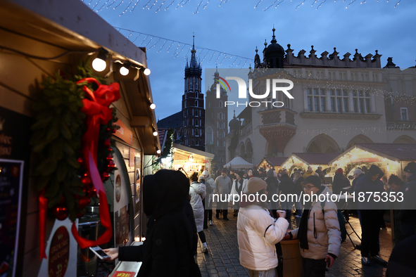 A view of the Christmas fair at Main Square in Krakow, Poland on December 16, 2024. 