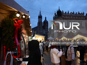 A view of the Christmas fair at Main Square in Krakow, Poland on December 16, 2024. (