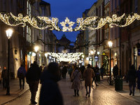 A view of the Christmas decorations at Florianska street in Krakow, Poland on December 16, 2024. (