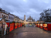 RZESZOW, POLAND - DECEMBER 16:
A general view of the Christmas Market at Main Market Square opening in the afternoon amid strong winds after...