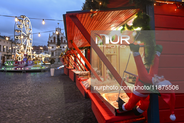 RZESZOW, POLAND - DECEMBER 16:
A general view of the Christmas Market at Main Market Square opening in the afternoon amid strong winds after...