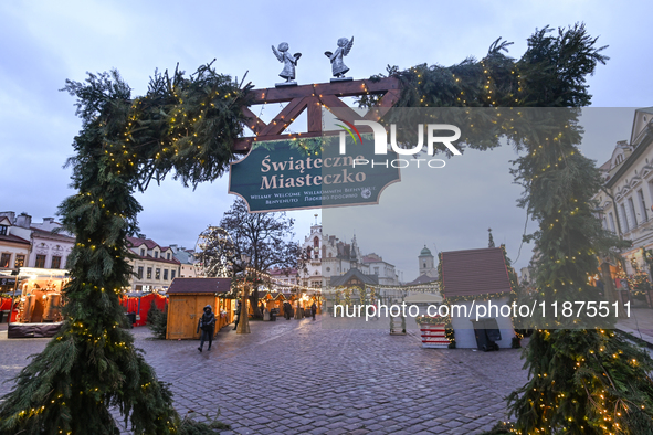 RZESZOW, POLAND - DECEMBER 16:
A general view of the Christmas Market at Main Market Square opening in the afternoon amid strong winds after...