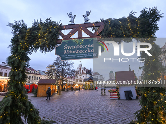 RZESZOW, POLAND - DECEMBER 16:
A general view of the Christmas Market at Main Market Square opening in the afternoon amid strong winds after...