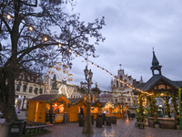 RZESZOW, POLAND - DECEMBER 16:
A general view of the Christmas Market at Main Market Square opening in the afternoon amid strong winds after...