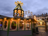 RZESZOW, POLAND - DECEMBER 16:
A general view of the Christmas Market at Main Market Square opening in the afternoon amid strong winds after...