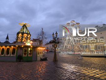 RZESZOW, POLAND - DECEMBER 16:
A general view of the Christmas Market at Main Market Square opening in the afternoon amid strong winds after...