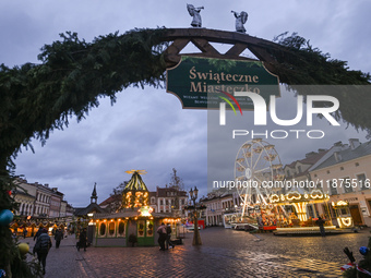 RZESZOW, POLAND - DECEMBER 16:
A general view of the Christmas Market at Main Market Square opening in the afternoon amid strong winds after...