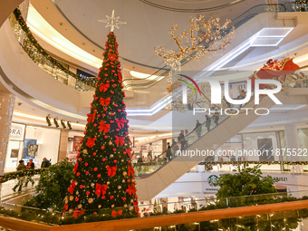 RZESZOW, POLAND - DECEMBER 16:
A Christmas tree displayed inside the Galeria Rzeszow shopping center, on December 16, 2024, in Rzeszow, Subc...