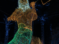 A large light installation of Poseidon is in Piazza Angelina Lauro in Sorrento, Naples, Italy, on December 16, 2024. Sorrento is a town over...