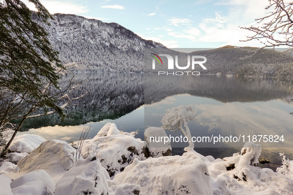 Eibsee is a lake located 9 km southwest of Garmisch-Partenkirchen below the Zugspitze in the Wetterstein Mountains in Bavaria. It belongs to...