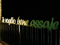 The ''Te voglio bene assaje'' installation adorns the Villa Comunale in Sorrento, Naples, Italy, on December 16, 2024. This is the title of...