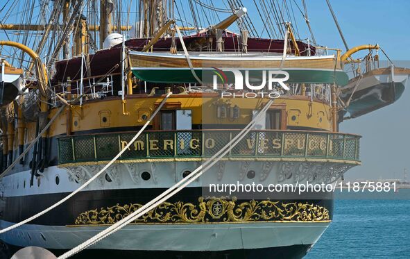 The Amerigo Vespucci, the historic sailing ship and training ship of the Italian navy, docks in Old Doha Port, Qatar, and opens for visitors...