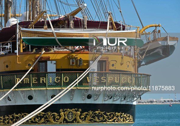 The Amerigo Vespucci, the historic sailing ship and training ship of the Italian navy, docks in Old Doha Port, Qatar, and opens for visitors...