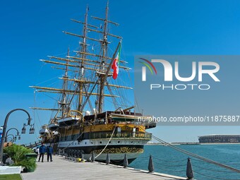 The Amerigo Vespucci, the historic sailing ship and training ship of the Italian navy, docks in Old Doha Port, Qatar, and opens for visitors...