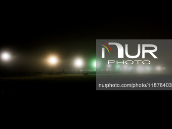 Dense fog covers Liberty State Park following rainfall in Jersey City, NJ, U.S., on December 16, 2024. (