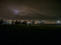 Part of the New York City skyline is seen through dense fog covering Liberty State Park following rainfall in Jersey City, NJ, U.S., on Dece...