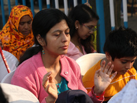 Protestant Christians offer prayers before a pre-Christmas celebration in Kolkata, India, on December 17, 2024. Protestantism is a branch of...