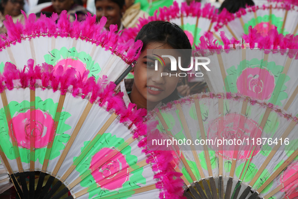 A Protestant Christian girl waits to perform during a pre-Christmas celebration in Kolkata, India, on December 17, 2024. Protestantism is a...