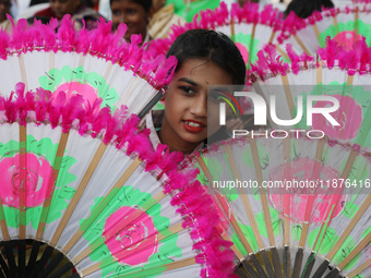 A Protestant Christian girl waits to perform during a pre-Christmas celebration in Kolkata, India, on December 17, 2024. Protestantism is a...