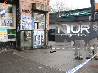 A man is stabbed multiple times to death outside of Mucho Luco Deli Grocery in Brownsville, Brooklyn, New York, United States, on December 1...