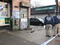 A man is stabbed multiple times to death outside of Mucho Luco Deli Grocery in Brownsville, Brooklyn, New York, United States, on December 1...