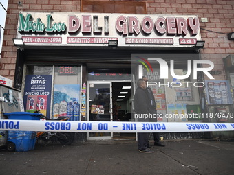 A man is stabbed multiple times to death outside of Mucho Luco Deli Grocery in Brownsville, Brooklyn, New York, United States, on December 1...