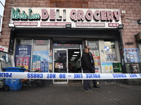 A man is stabbed multiple times to death outside of Mucho Luco Deli Grocery in Brownsville, Brooklyn, New York, United States, on December 1...