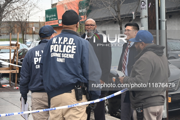 A man is stabbed multiple times to death outside of Mucho Luco Deli Grocery in Brownsville, Brooklyn, New York, United States, on December 1...