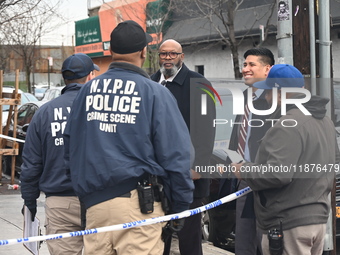 A man is stabbed multiple times to death outside of Mucho Luco Deli Grocery in Brownsville, Brooklyn, New York, United States, on December 1...