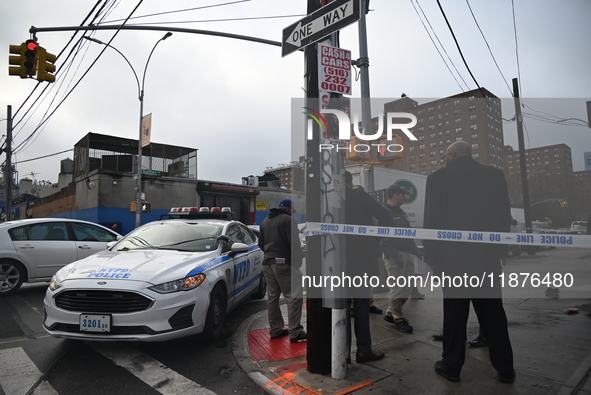 A man is stabbed multiple times to death outside of Mucho Luco Deli Grocery in Brownsville, Brooklyn, New York, United States, on December 1...