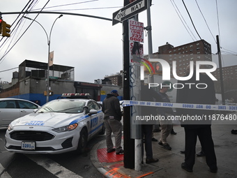 A man is stabbed multiple times to death outside of Mucho Luco Deli Grocery in Brownsville, Brooklyn, New York, United States, on December 1...