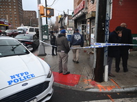 A man is stabbed multiple times to death outside of Mucho Luco Deli Grocery in Brownsville, Brooklyn, New York, United States, on December 1...