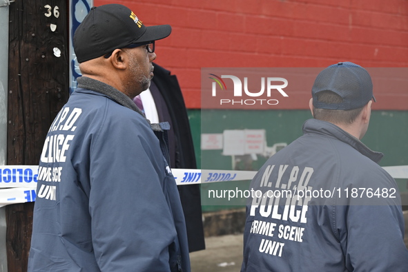 A man is stabbed multiple times to death outside of Mucho Luco Deli Grocery in Brownsville, Brooklyn, New York, United States, on December 1...