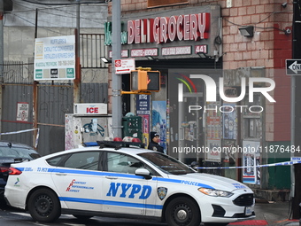 A man is stabbed multiple times to death outside of Mucho Luco Deli Grocery in Brownsville, Brooklyn, New York, United States, on December 1...